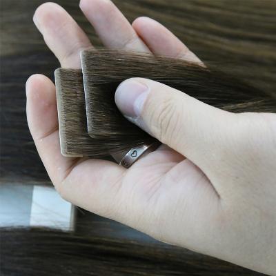 China Straight Luxury Raw Virgin Cuticle Aligned Seamless Rejected Hand Tied Invisible Skin Weft 100 Remy Indian Tape ins Hair Extensions for sale