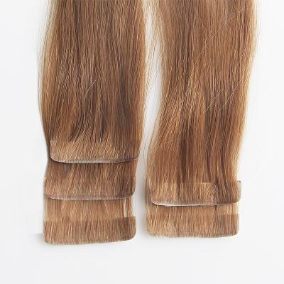 China Straight Ash Blonde Hand Tied PU Skin Seamless Rejected Double Drawn Invisible Skin Weft 100 Raw Remy Russian Tape ins Hair Extensions for sale