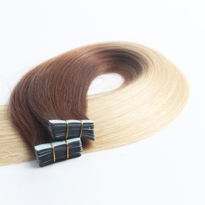 China Straight Wholesale Price Seamless PU Skin Weft Virgin Russian Remy Ombre Human hair Tape in hair Extensions Double Drawn for White Women for sale