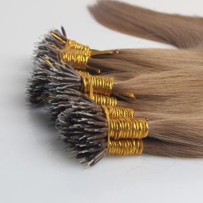 China Straight Wholesale Shedding Free Micro Nano Ring Tips Pure No Mixed Ash Brown European Virgin Remy Human Hair Extensions Double Drawn for sale