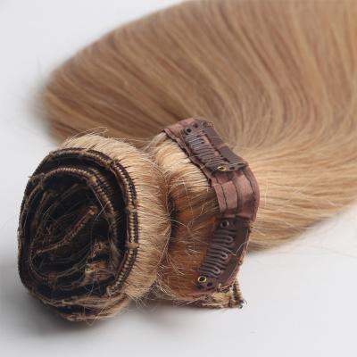 China Straight Double Drawn Hot sale Wholesale Virgin remy Seamless Clip in hair extension 100% real European human hair Extensions for sale