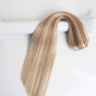 China Straight Luxury Quality Double Drawn Virgin Cuticle Aligned Highlights Piano Mixed Human Hair Russian Remy Seamless Clip ins Extensions for sale