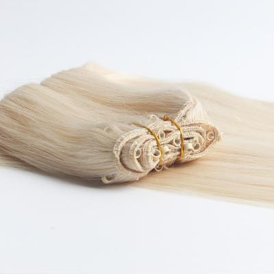 China Straight Thick Ends Full Cuticle Aligned Virgin Double Drawn Remy Blonde Russian Human Hair Micro Beads weft Extensions Weave Weaving for sale