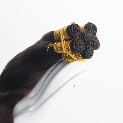 China Straight Wholesale Thick Ends Premium Quality Natural Seamless Virgin Double Drawn Remy Indian Human Hair Hand tied weft Extensions Weave for sale