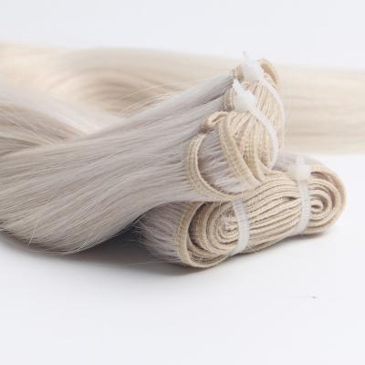 China No shedding no tangle Cuticle Aligned bundles Virgin Double Drawn #1001 White Platinum blonde Remy Russian Human Hair weft Extensions for sale