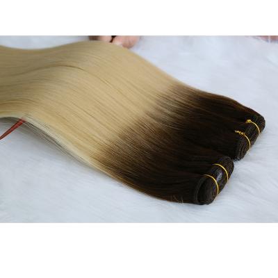 China Straight Ombre Blonde Thick Ends Cuticle Aligned bundles Virgin Double Drawn Remy Human Hair Flat Genius weft Extensions Weave Weaving for sale