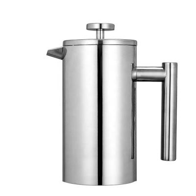 China Sustainable 350ml 800ml 1000ml Double Wall 304 Stainless Steel Custom Portable French Press Coffee Maker for sale