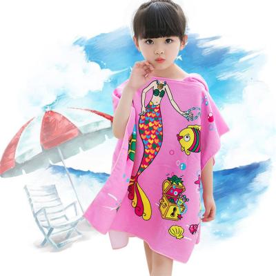 China Viable All Seasons Colorful Absorbent Poncho Hooded Windproof Poncho Towels For Children Bath Towel Beach for sale