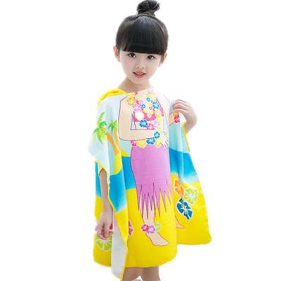 China Microfiber Cartoon Bath Towel 120*60cm Baby Sustainable Soft Towel Cover Cute Child Coat Towel for sale