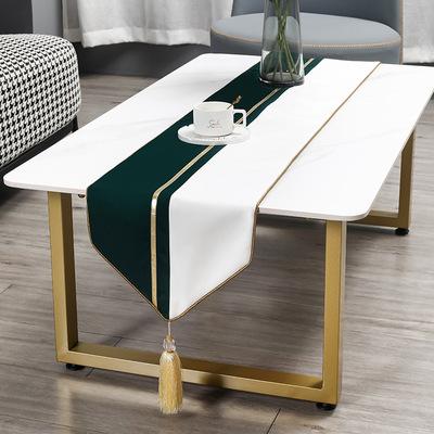 China Light Luxury Home Decoration Gold Table Runner Leather Striped Wedding Party Table Runner for sale