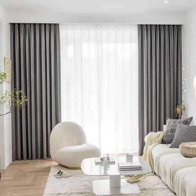 China Blackout 2021 Solid Color Modern Curtain Customized Exquisite Design Curtains Gray Bedroom Curtains Uniquely Luxury for sale