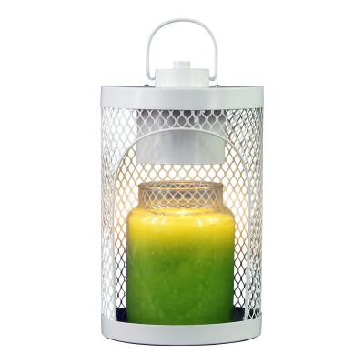 China Indoor Special White Electric Dimmable Switch Candle Indoor Metal Grid Design Decoration Lantern Lamp Bedroom Reading Room Hotel Warmer for sale