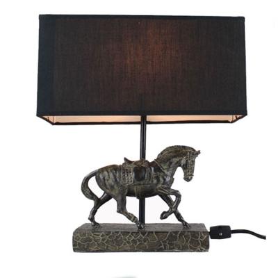 China Modern Decor Modern Resin Style Black Galloping Steed Horse Table Desk Lamp for sale