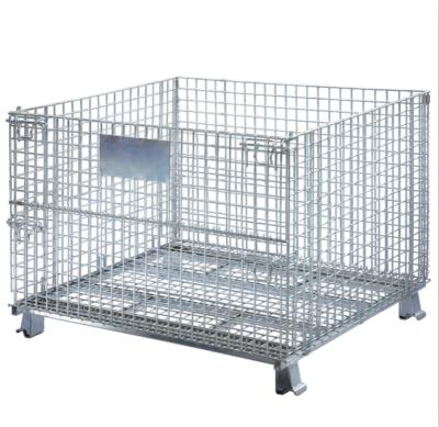 Cina Collapsible Wire Mesh Storage Metal Storage Cage Hot Dip Galvanizing Pallet Containers Metal Box Cage in vendita