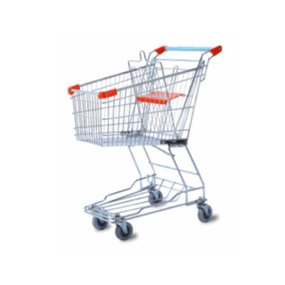 China Asian Style 60L Folding Shopping Trolley Steel Folding Shopping Trolleys For Supermarket for sale