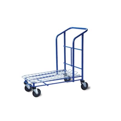 China Customized Unfolding Grocery Store 200KG Luggage Store Trolleys Steel Flat Shopping Trolley for sale