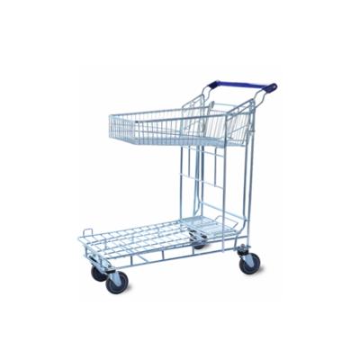 Cina Unveiling Hot Selling High Quality New Double Layer Galvanized Flatbed Cart For Warehouse in vendita