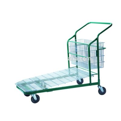 Chine Unveiling New Style Factory Wholesale Price Galvanized Shopping Flat Plastic Throw Trolley Supermarket à vendre