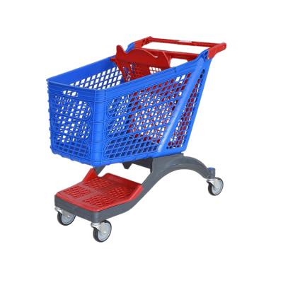 China 150L Folding All Plastic Expanded Steel Shopping Cart Grocery Trolley Supermarket Shopping Carts for sale