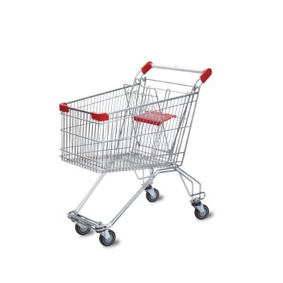 China Professional Low Price Folding 80 Liter Shopping Trolley Model-M With Double Wire Leg Trolley For Supermarket for sale