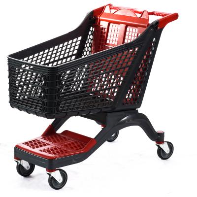 China New Durable Cheap Price Folding 210L Supermarket Shopping Trolleys Plastic Grocery Cart With Handle for sale