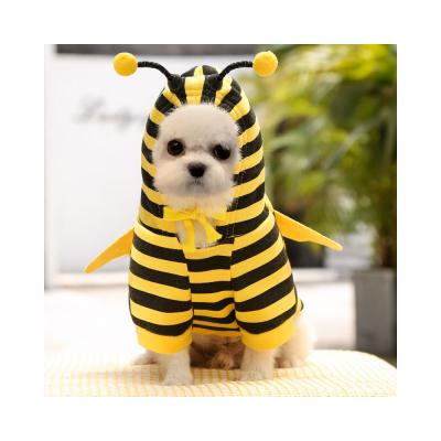 China Hot Sale Stocked Autumn Cute Bee Plaid Zipper Winter Hoodie With Ears Dog Hoodies for sale