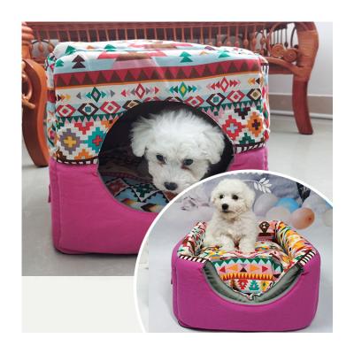 China New Design Travel Canvas Square Multiple Color Beds Wholesale Luxury Large Washable Mat Cat Nest Dog Pet Bed for sale