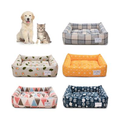 China Breathable Best Selling 2022 Luxury Portable Orthopedic Pet Pillow Sofa Memory Foam Square Printed Dog Beds for sale