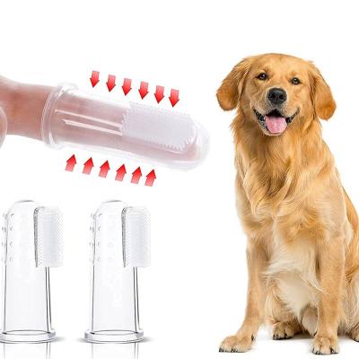 China Sustainable Eco-friendly Natural Cylinder Silicone Dog Toothbrush, Organic Silicon Tooth Brushing Teeth Cleaning Dog Finger Toothbrush for sale