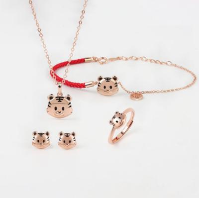 China FASHIONABLE 2022 new Tiger Pendant Necklaces Bracelet Earrings luxury jewelry sets Chinese new year decorations for sale