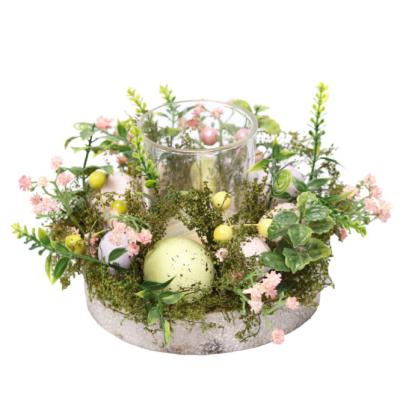 China Artificial Flower Home Door Egg Easter Decoration Garland Candle Holders Hanging Glass Easter Decoration for sale