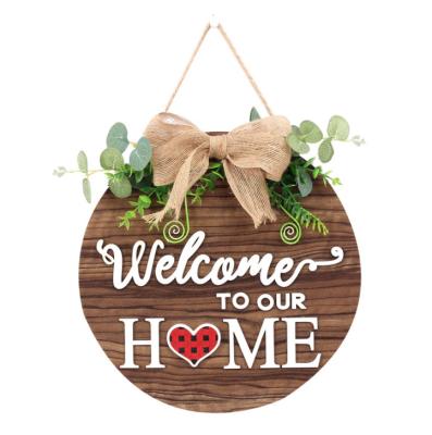 China New Eco-friendly Wooden Magnetic Letter Door DIY Dish Decoration Door Artificial Flower Hanging Easter Decoration for sale