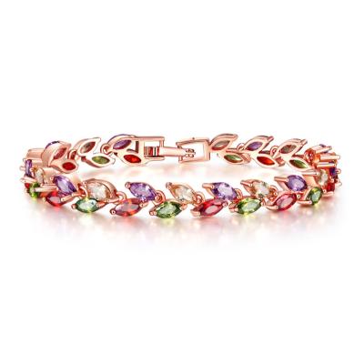 China Other Hot Sale New Jewelry Diamond Zircon Rainbow Bracelet Rose Gold Plated Anklet Bangle for sale