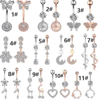 China Hot Selling Hiphop Jewelry Zircon Navel Ring Belly Button Body Piercing Jewelry 2022 New Hip Hop for sale