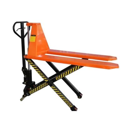 China Camión de elevación de paletas de alta altura Tijeras Camión de elevación de paletas de alta altura Hidráulico 1000kg 1500kg Pallet Jack Camión de elevación manual en venta