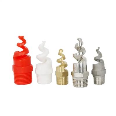 China Cleaning Equipment Parts 1/4 3/4 Metal Dust Control Spiral Nozzle PTFE 316SS Brass Pigtail Spiral Nozzles for sale