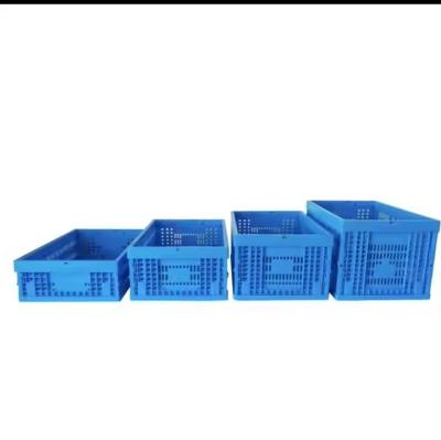 China Plastic Turnover Basket Folded Stackable Storage Baskets For Harvest Fresh Food And Fruit Collapsible Crates for sale