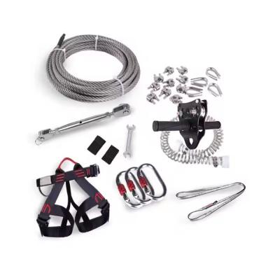 China Custom 8mm*20m Luxury Park and Playground Zip Line Kits Spring Brake and Harness for Backyard with Stainless Steel for sale