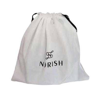 China Recyclable custom logo white canvas drawstring bag, dust bag, packaging bag for sale