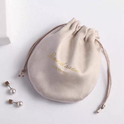 China Recyclable Suede Round Bottom Bag Storage Bag Custom Drawstring Drawstring Microfiber Logo Hot Stamping Custom Made for sale