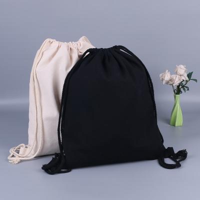 China Many Colors Gym Sports Eco-Friendly Drawstring Canvas Cotton Durable Reusable Backpack for sale