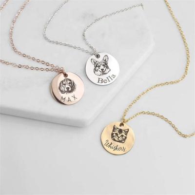 China FASHIONABLE Custom Stainless Steel Pet Portrait Jewelry Custom Pet Portrait Jewelry Horizon Personalized Jewelry Memorial Necklace for sale