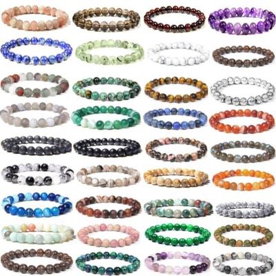 China Horizon 100 FASHIONABLE Styles Natural Gorgeous 8mm Semi-precious Gemstones Healing Crystal Stretch Beaded Bracelet Unisex for sale