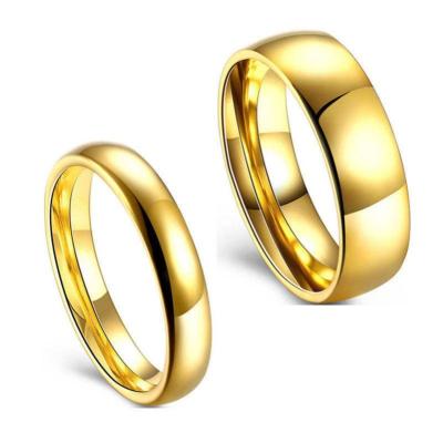 China FASHIONABLE HorizonMen Women Couple Rings 4mm 6mm 8mm Stainless Steel Tungsten Carbide Ring 24k Gold Plated Finish Arched Polished Wedding for sale