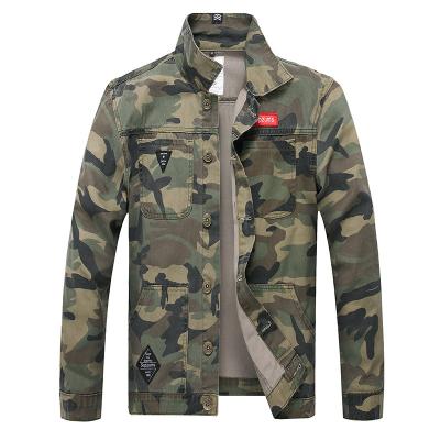 China Hot Selling Plus Size Denim Jacket Men's Fashion Personality Badge Camouflage Jacket Men's Stretch Black Thin Jacket for sale