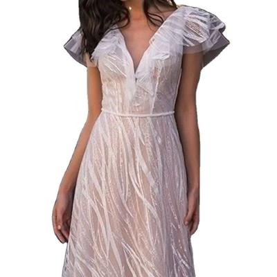 China New V Sexy Washable White Dress Bridesmaid Prom Dress Women for sale