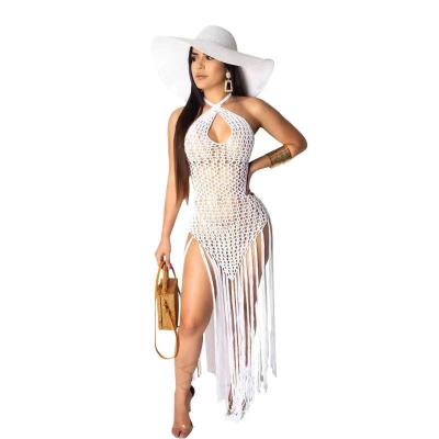 China European and American Swimsuit Women's Sunscreen Hollow Backless One-Piece Bikini Fringed Dress for sale