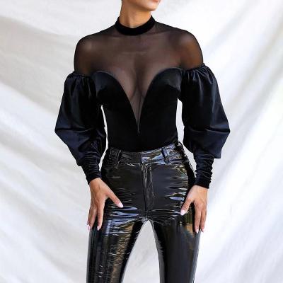 China Anti-pilling New Style Mesh Velvet Quilting Solid Color Women's Top One Piece for sale