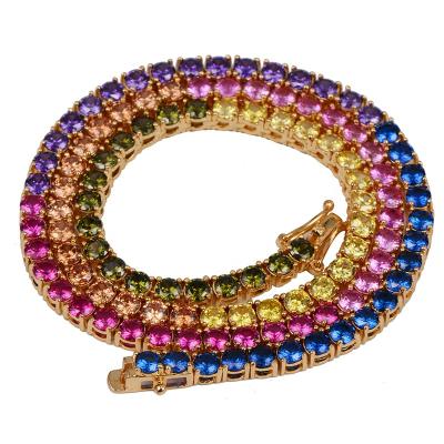 China Brass 5mm Series Cut Colors Tennis Link Necklace In Gold Plating for sale