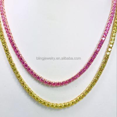 China Hip Hop Jewelry Bling Bling 4mm Tennis Chain, Lab Diamond Tennis Chain Necklace for sale